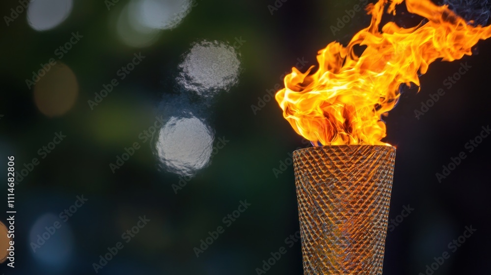 Poster Flaming Torch Against A Blurred Background