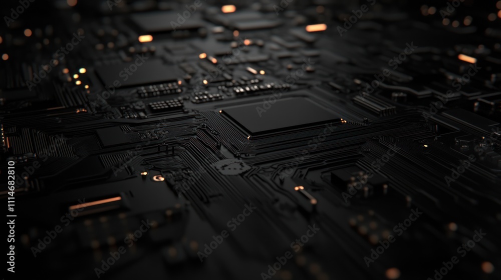 Poster dark circuit board technology abstract design