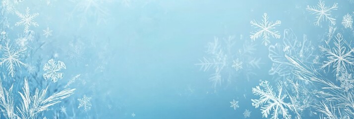 Soft blue background adorned with diverse hand-drawn snowflakes, perfect for winter designs and creating seasonal decorations. Generative AI