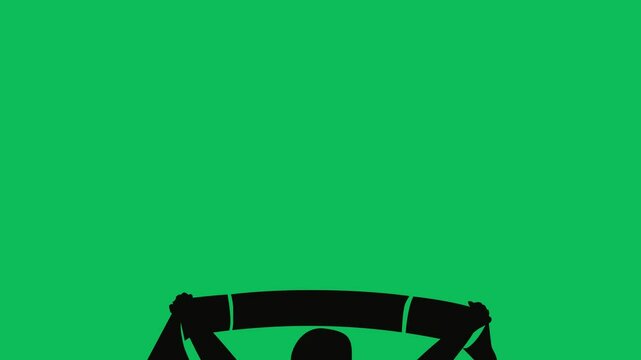 silhouette animation Raise the hand of a fan holding a scarf. sports banner with green screen. 4K