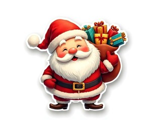 Obraz premium Christmass sticker design with santa and Xmas tree