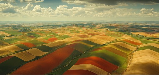Aerial View of Rolling Hills and Fields in South Moravia, Czech Republic