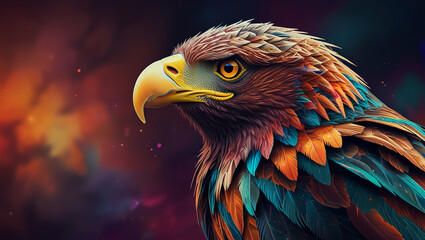 Psychedelic fractal bright colored eagle illustration