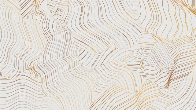 Abstract Japanese golden wavy shapes pattern elegant flowing background. Seamless looping motion design. Video animation Ultra HD 4K 3840x2160