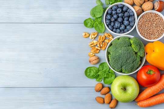 A concept promoting health foods with high dietary fiber, including fruits, vegetables, whole wheat pasta, legumes, cereals, nuts, and seeds, as well as foods packed with omega-3, antioxidants,