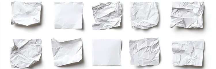 Obraz premium A blank white poster template with wrinkles, a glued and creased paper sheet mockup, and an empty paper mockup on the wall.