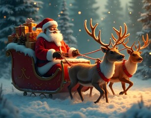 Christmass sticker design with santa and Xmas  tree