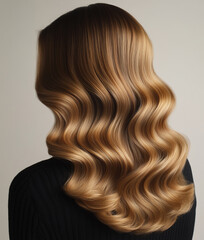 Fototapeta premium Long, healthy and shiny female hair with highlights, rear view