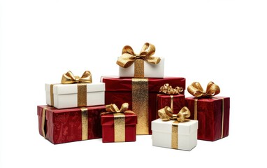 Fototapeta premium festive Christmas gifts, presents boxes in a row 3d 