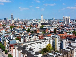 Naklejka premium The panorama view of Antwerpen city in Belgium
