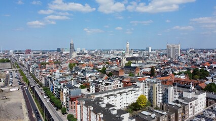 The panorama view of Antwerpen city in Belgium