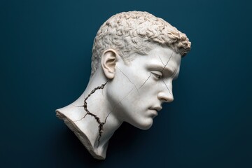 Obraz premium Cracked marble bust sculpture with intricate details