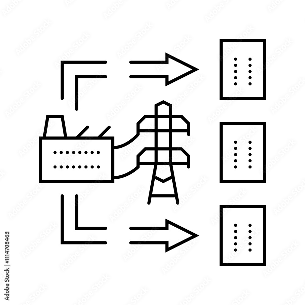 Poster power distribution electric grid line icon vector. power distribution electric grid sign. isolated c