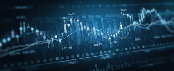 Stock market or forex trading graph in graphic concept for financial investment or economic trends business idea design. Worldwide finance background. Vector illustration.
