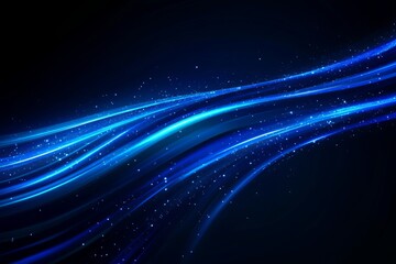 Fototapeta premium Digital data stream in deep blue, high speed data transfer with motion effect, cyber tech space, expansive room for custom text,dark sky 