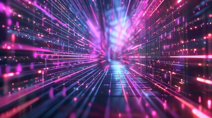 Obraz premium Neon Grid Lines Abstract Background