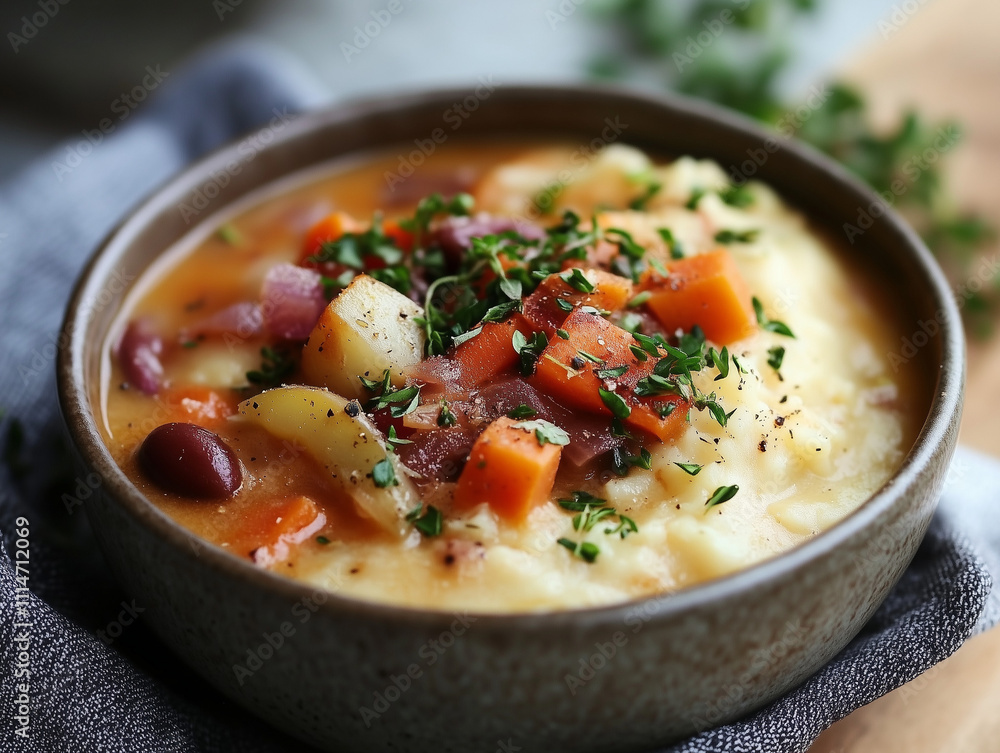 Wall mural cozy vegetarian winter dinner food photography