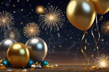 Fototapeta premium Christmas Tree With Baubles And Blurred Shiny Lights,Merry Christmas and happy New Year background