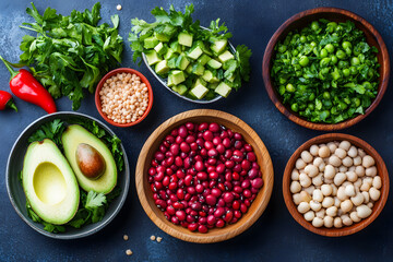 Black Eye Peas, Avocado, and Red Beet Salad - Fresh and Nutritious Combination of Healthy Ingredients