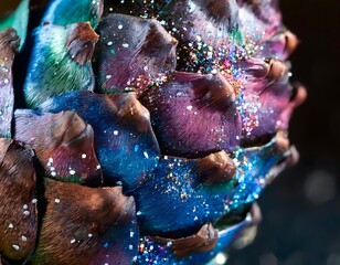 Glitter-Decorated Pine Cone Close-Up