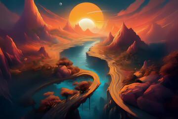 sunset in the desert