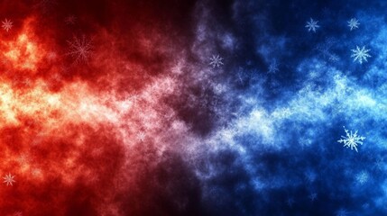 Fototapeta premium Red and Blue Nebula Winter's Dual Nature
