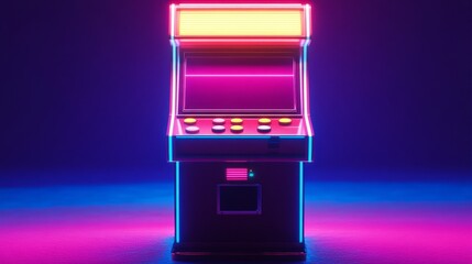Neon Retro Arcade 3D Render, Pink and Blue Gradient