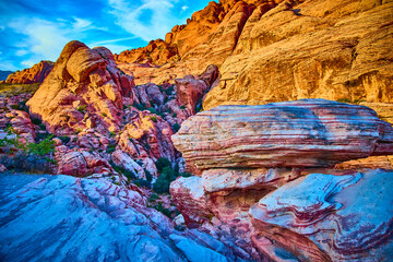 Red Rock Canyon Sandstone Glow at Golden Hour from Elevated Vantage Point