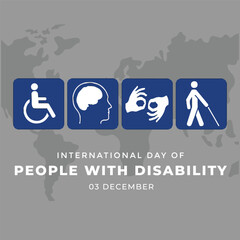 International Day of Persons with Disabilities (IDPD) is celebrated every year on 3 December. to raise awareness of the situation of disabled persons in all aspects of life. Vector illustration