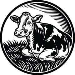 Fototapeta premium Cow vector silhouette, isolated white background