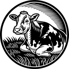 Obraz premium Cow vector silhouette, isolated white background
