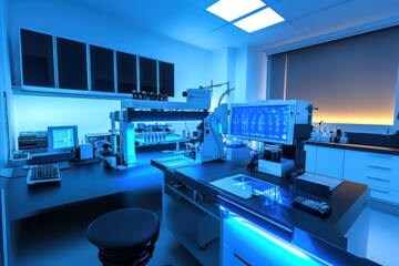 Biophotonics lab with laser therapy devices and optical imaging, illuminating and medical,