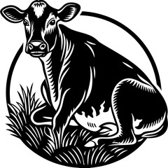 Obraz premium Cow vector silhouette, isolated white background