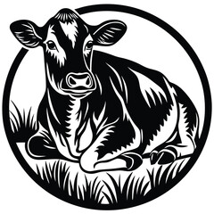 Obraz premium Cow vector silhouette, isolated white background