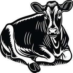 Obraz premium Cow vector silhouette, isolated white background
