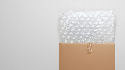 Clear Bubble Wrap in a Parcel Box - Protective Packaging for Safe Shipping and Handling of Items