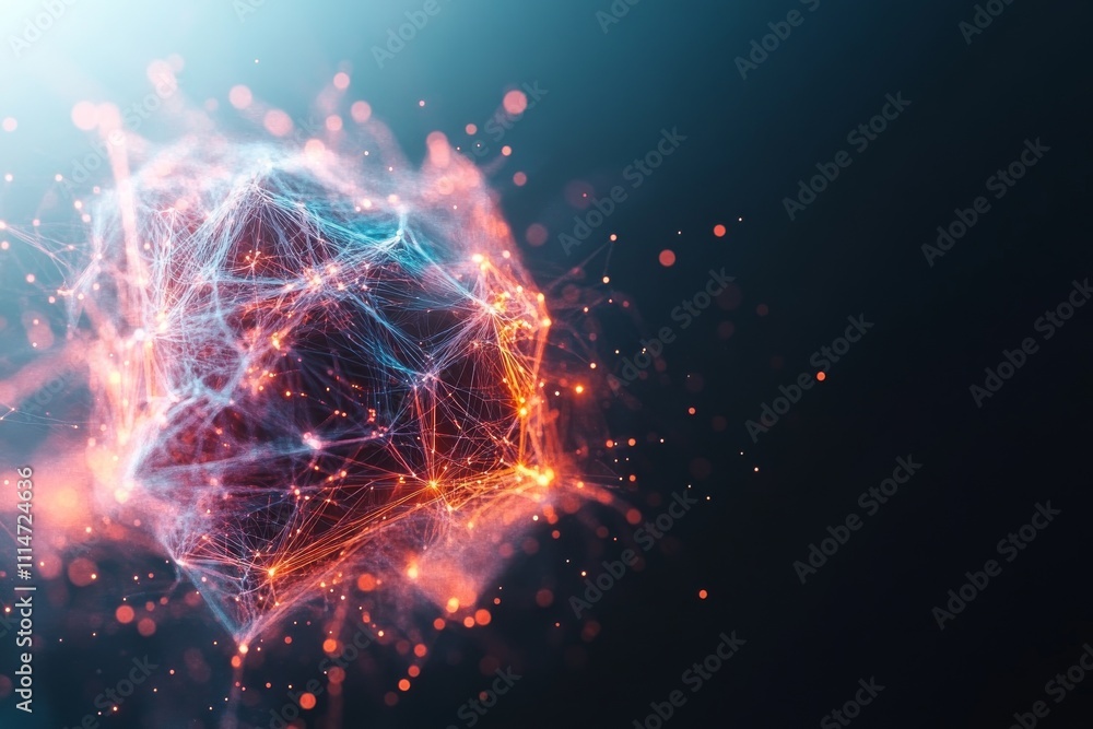 Poster an abstract representation of a digital network, beautifully illustrated with interconnected nodes g
