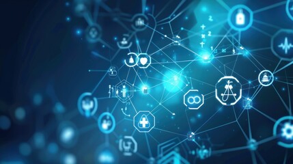 Fototapeta premium Abstract Network of Digital Healthcare Icons