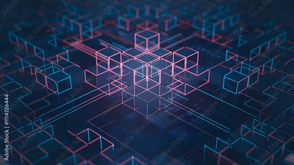 Aufkleber a glowing blockchain network structure in a digital space, symbolizing data security, cryptocurrency