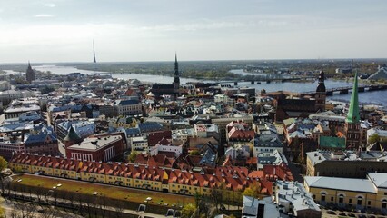 Obraz premium The panorama view or Riga city in Latvia 