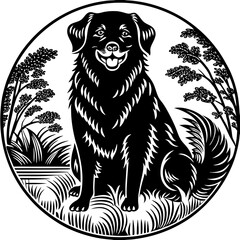 Naklejka premium Dog vector silhouette, isolated white background