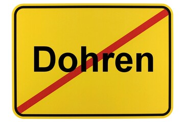 Illustration eines Ortsschildes der Gemeinde Dohren in Niedersachsen