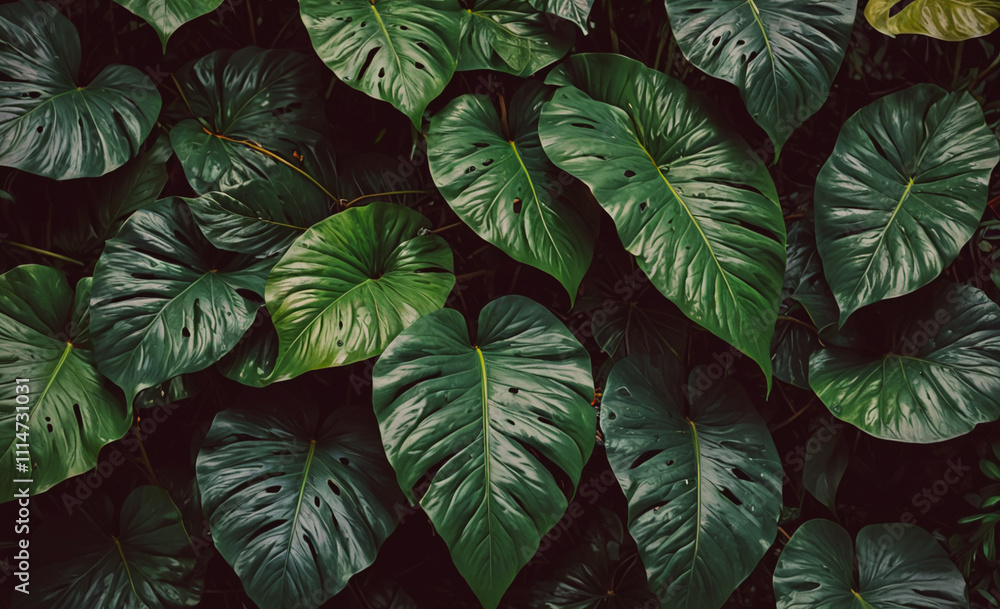 Poster large group of green leaves. some of the leaves are large and some are small. the leaves are green a