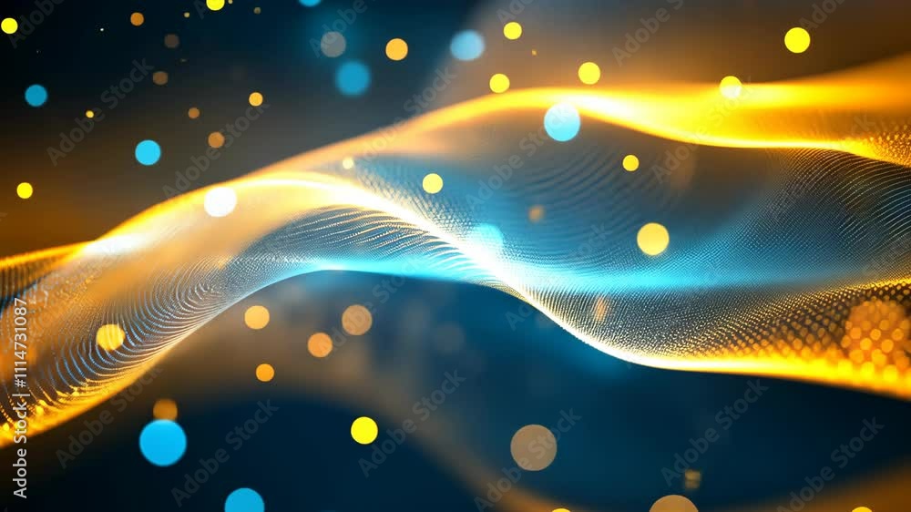 Poster vibrant waves of light create a mesmerizing abstract display showcasing blended colors and glowing p