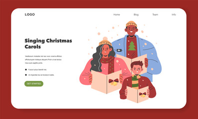Fototapeta premium Christmas Family. Flat Vector Illustration