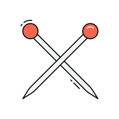 Knitting needles vector icon