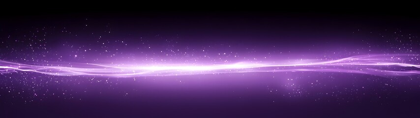 Obraz premium A stunning purple light wave glides across a dark background, creating a mystical atmosphere with scattered stars, evoking feelings of tranquility and wonder.