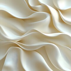 Obraz premium Close-up of luxurious cream silk fabric draping elegantly with soft, flowing waves, creating a serene and sophisticated texture that adds depth and warmth to any design.