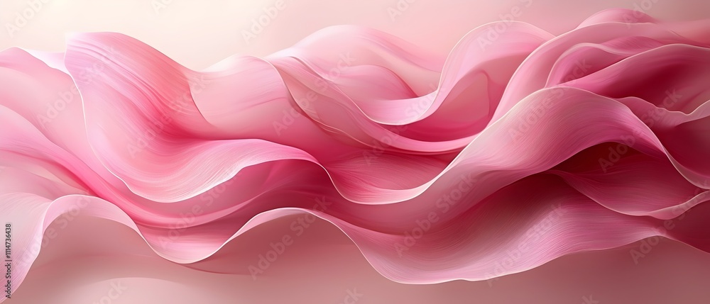 Poster a captivating abstract composition of soft pink waves flowing gracefully, creating a serene and drea
