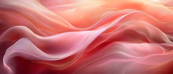 Obraz premium A mesmerizing abstract representation of flowing waves in soft pinks and reds, creating an ethereal mood. The delicate lines and layers evoke a sense of tranquility and fluidity.
